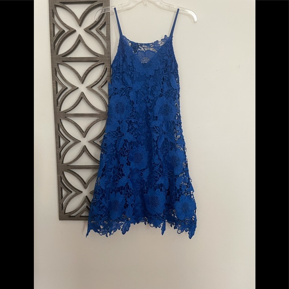 Zara Dresses & Skirts - Blue Floral Lace Dress
